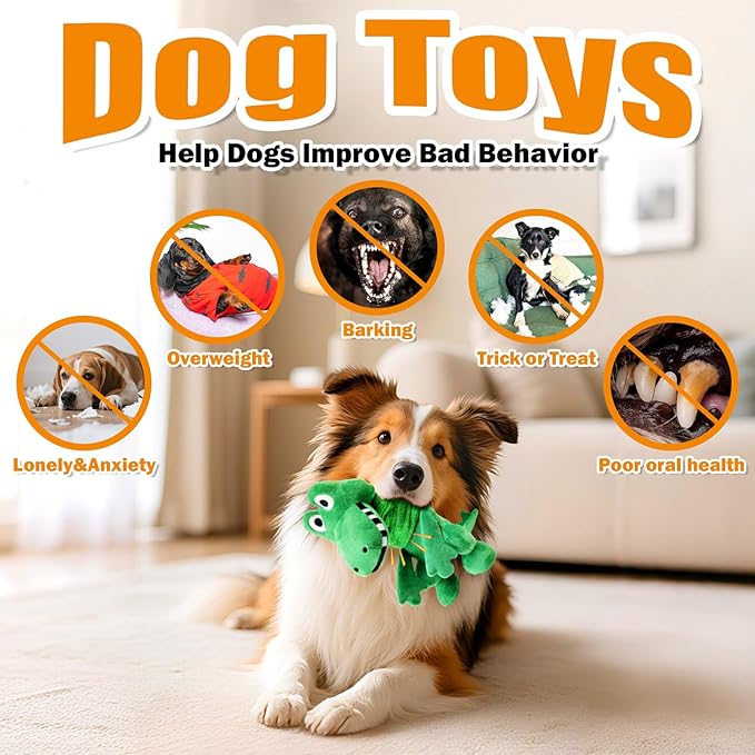 Large Squeaky Dog Toys:Plush Tug of War Dog Toys with Crinkle-Interective Chew Toys for Small,Medium,and Large Breeds- Puppy Toys Keep Them Busy&Dental Exercise