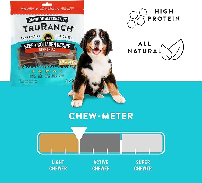 TRURANCH Collagen Chips - Collagen Dog Treats - Long Lasting Healthy Joint Support - Rawhide Alternative Chips - Skin & Coat Health - Made with Real Beef, Value Pack, 15 Bags, 7.5 lbs
