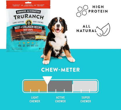 TRURANCH Collagen Chips - Collagen Dog Treats - Long Lasting Healthy Joint Support - Rawhide Alternative Chips - Skin & Coat Health - Made with Real Beef, Value Pack, 15 Bags, 7.5 lbs