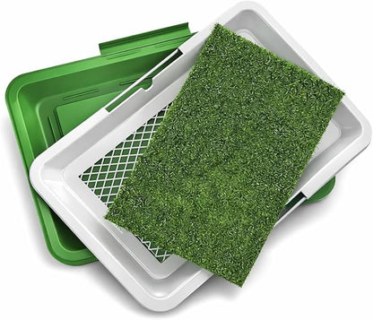 BE POSITIVE Synthetic Grass Training Mat with Washable Tray for Dogs, Great for Indoor and Outdoor