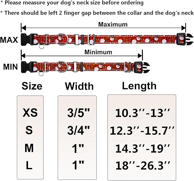 Christmas Reflective Martingale Collar for Dogs with Quick Release Buckle Holiday Dog Collars (Red Snowman, Medium)