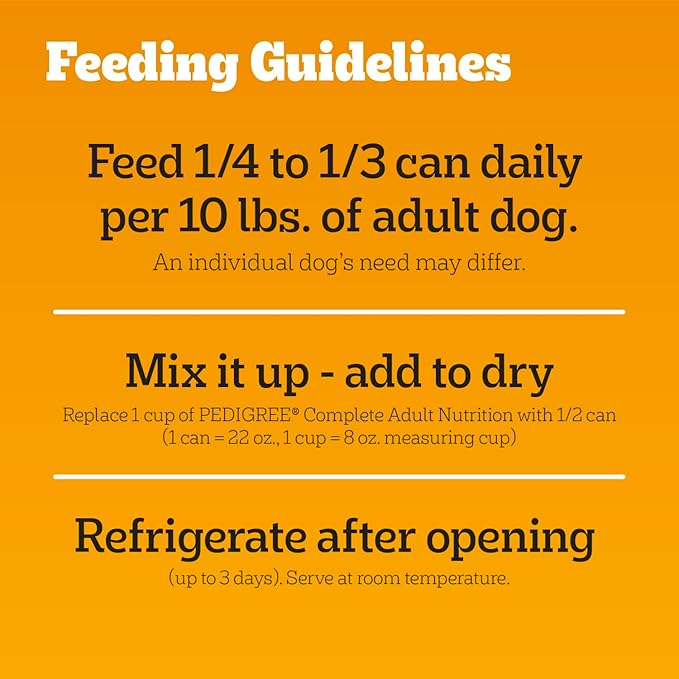 Pedigree Chopped Ground Dinner Adult Soft Wet Dog Food with Chicken, Canned Dog Food, 22 oz. Cans, 12 Count