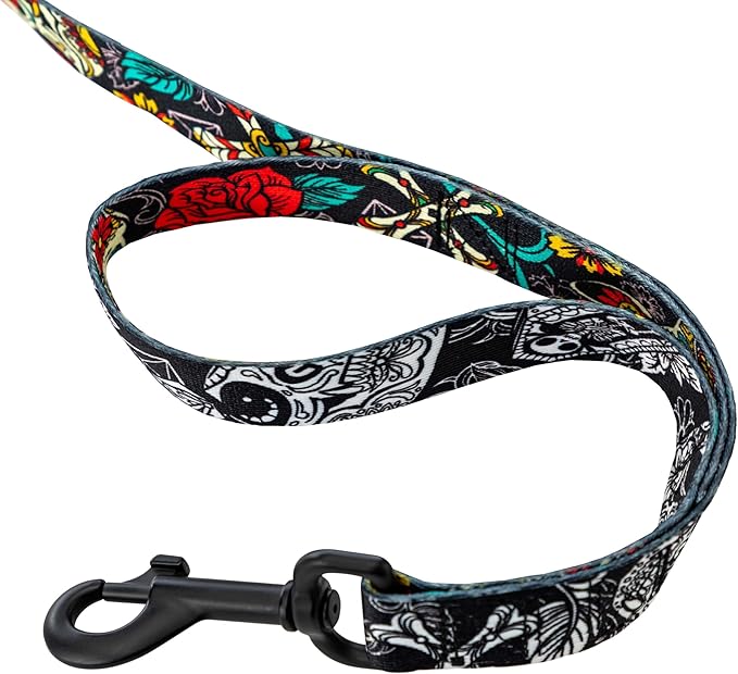 Wolfgang Heavy Duty Dog Leash, Pull-Tested for Walking & Training, LosMuertos Print, Dual Handle Large
