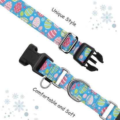 Easter Reflective Martingale Collar for Dogs with Quick Release Buckle Spring Holiday Dog Collars (Colorful Egg, Small)