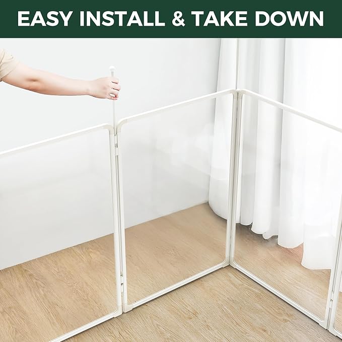 FXW AuraSpace Pro Acrylic Indoor Dog Playpen, Heavy-Duty with Metal Frame, 40" Height 12 Panels for Medium and Large Dogs, White│Patented