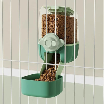 Pet Dog Cat Hanging Automatic Feeders, Auto Gravity Pet Feeder No Drip Water Set, Cage Pet Feeding Bowls Dispenser for Cats Dogs Puppy, Rabbit (Green)
