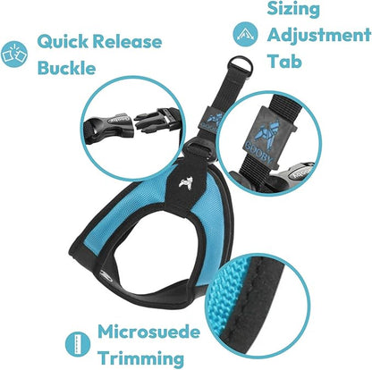 Gooby Escape Free Easy Fit Harness - Blue, Small - No Pull Step-in Patented Dog Harness with Quick Release Buckle for Small to Medium Dogs