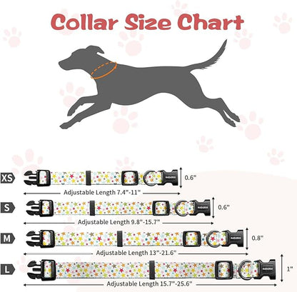 Kazazoo Dog Collar Cute and Soft Nylon Puppy Collar for Boy and Girl, Adjustable Dog Collars for Small Medium Dogs, Colorful Stars-XS