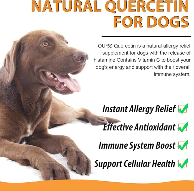 Quercetin for Dogs, Dog Quercetin Liquid Drops, Dog Herbal Supplement Support Allergy Relief, Cellular Health, Immune Boost, Antioxidant 60 ml-2pcs