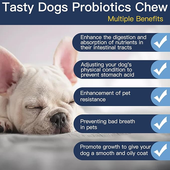 Probiotics for Dogs, Dog Probiotics for Yeast, Itchy Skin and Itchy Ears, Digestive Enzymes with Prebiotics for Digestive Health, Probiotic Chews for Dogs Support Immunity Health - (Chicken 12 Oz)