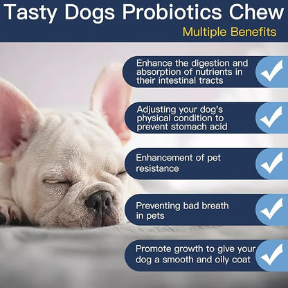 Probiotics for Dogs, Dog Probiotics for Yeast, Itchy Skin and Itchy Ears, Digestive Enzymes with Prebiotics for Digestive Health, Probiotic Chews for Dogs Support Immunity Health - (Chicken 12 Oz)