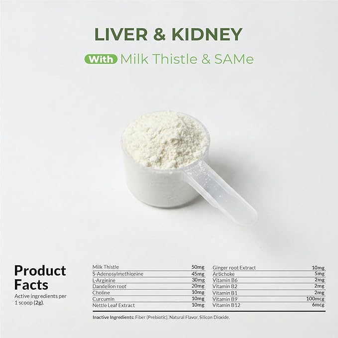 Milk Thistle for Cats - Liver and Kidney Support - Hepatic Support with EPA & DHA - Detox - Liver Supplement with Choline and L-Arginine (Powder for Cats)