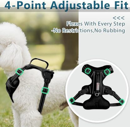 BARKBAY Dog Harness No Pull with ID Tag Pocket - Heavy Duty, Reflective, Easy Control for Large Dogs(Black,XS)