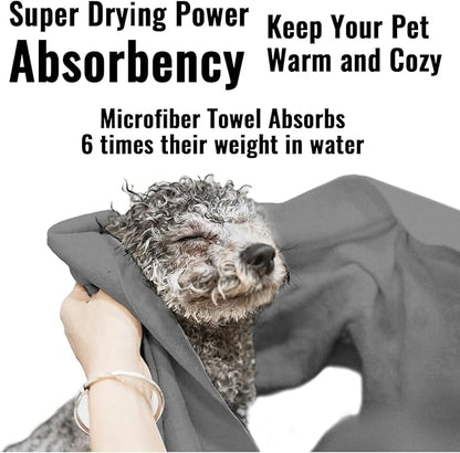 Puomue Microfiber Dog Towels for Drying Dogs, Super Absorbent and Soft Pet Grooming Towel, 40 Inch X 23.6 Inch, Perfect for Large, Medium or Small Dogs (Grey, 40''X23.6'' - 2pack)