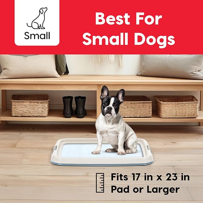 IRIS USA Pee Pad Holder for Dogs and Puppies, Potty Training Tray with Secured Latches, Non-Skid Feet, Leak Protection, Easy Clean Surface, Fits 17"x 23" Puppy Pads Size, Blue
