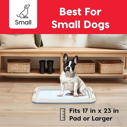 IRIS USA Pee Pad Holder for Dogs and Puppies, Potty Training Tray with Secured Latches, Non-Skid Feet, Leak Protection, Easy Clean Surface, Fits 17"x 23" Puppy Pads Size, Blue