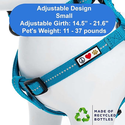 Pawtitas Recycled Reflective Step-in Dog Harness – Adjustable No-Pull Vest for Puppies to Seniors, Safe & Comfortable S Teal