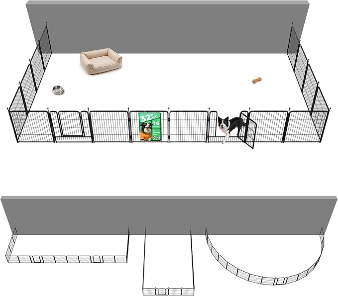 FXW Rollick Dog Playpen with Anchor Kit (Pack of 4) – 32 Inch 16-Panel Dog Pen for Medium & Large Dogs, Stable & Safe Indoor/Outdoor Play│Patented