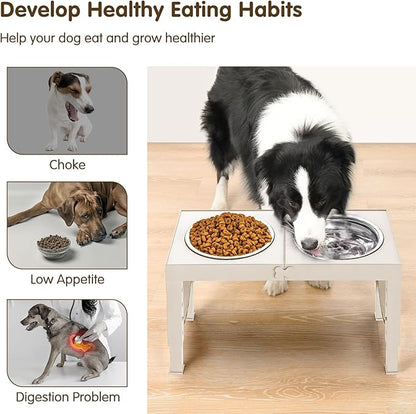 XIAZ Elevated Dog Bowls Large Breed Raised Dogs Bowl Stand Large/Medium Sized Dog Stainless Steel Food Water Bowl Stands 5 Heights Adjustable 9/11/12/14in Pet Feeder Dish Station