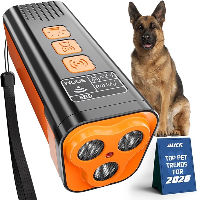 Dog Bark Deterrent Device, 3X Anti Barking Device for Dogs, 4 Training Modes 50 FT Range Indoors Outdoors Behavior Correct Safe Rechargeable Compact Bark Control for Dogs with Flashlight