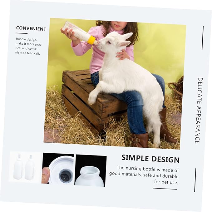 Mikikit 2L Calf Milk Bottle Silicone Nursing Bottle for Calves and Kittens for Livestock and Small Animals 4-Pint Capacity