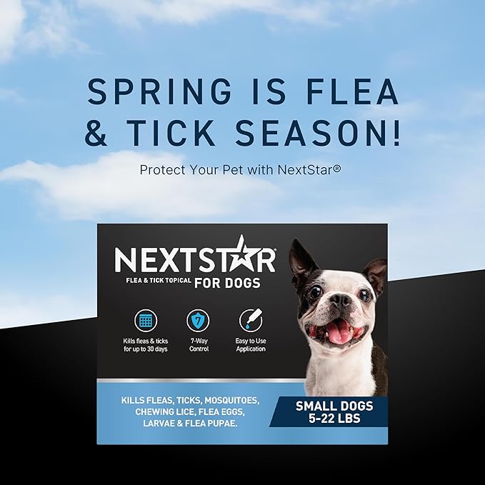 NEXTSTAR Flea and Tick Prevention for Dogs, Repellent & Control, Fast Acting Waterproof Topical Drops, Flea and Tick Prevention for Small Dogs, 3 Monthly Doses