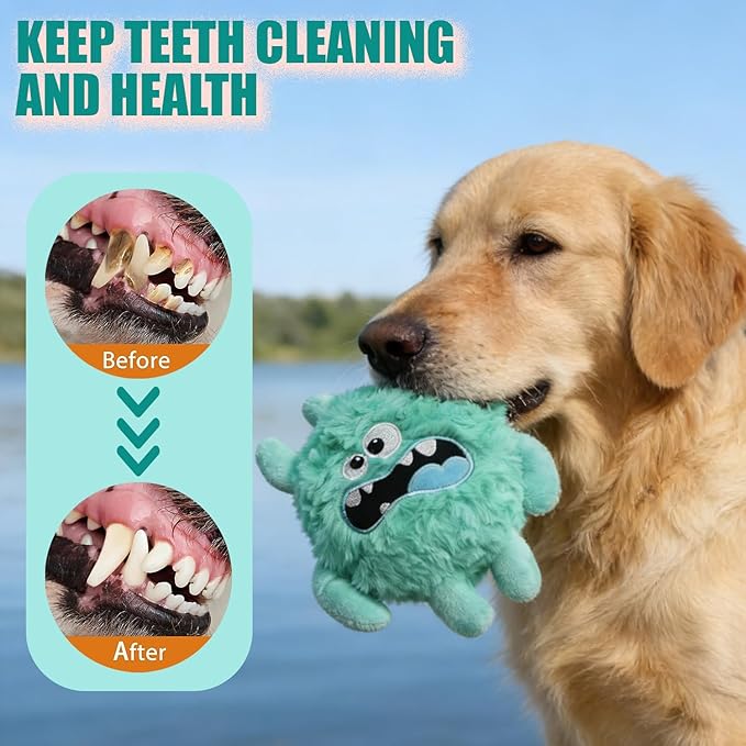Plush Squeaky Dog Toy, Crinkle Stuffed Dog Toy Keep Them Busy Tug of War Birthday Dog Chew Toy for Small Medium Large Dogs (Light Green)