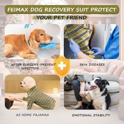 FEimaX Dog Recovery Suit After Surgery, Pet Abdominal Wounds Post Surgical Shirt for Dogs Cats, Puppy Spay Neuter Prevent Licking Onesie Alternative Bandages E-Collar & Cone