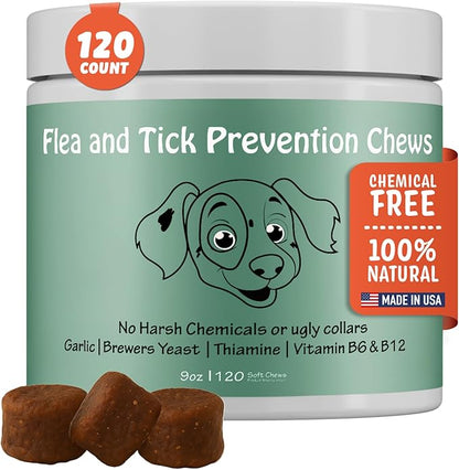 COLORADO DOG 100% Natural Flea & Tick Prevention for Dogs, Chewable – Made in USA Bacon Flavor Soft Chews – Dog Flea & Tick Treatment Control – Oral Pill Repellent Alternative for All Breeds (120 Ct)