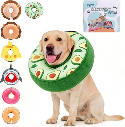 KOOLTAIL Inflatable Dog Cone Collar, Soft Donut E Collar for Dogs After Surgery to Stop Licking Enhanced Alternative, Blow Up Pet Neck Pillow Recovery Adjustable Cone for Dog Cat，Avocado L