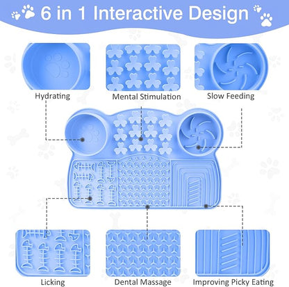 Slow Feeder Insert Dog Indoor Pet Bowl (Blue Panda)
