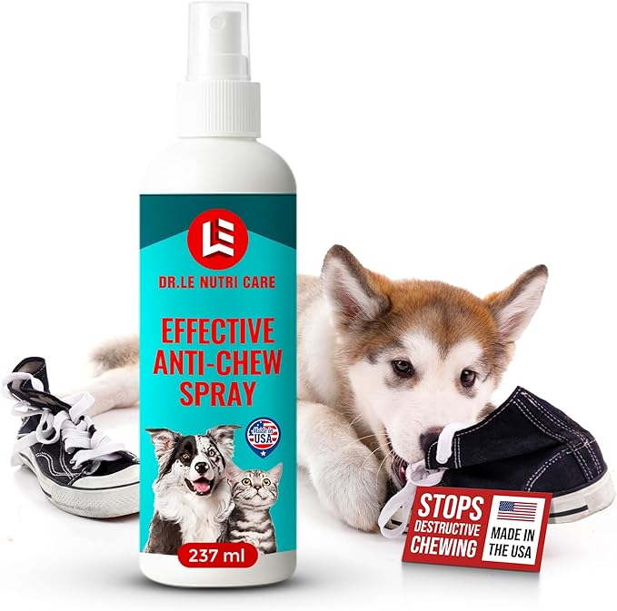 Dr.Le Nutri Care No Chew for Puppy, Dogs & Cats - Extended Formula - Made in USA - 237mL (8 fl Oz) - Multi-Surface Application – Safe, Bitter Deterrent – No Residue or Stains