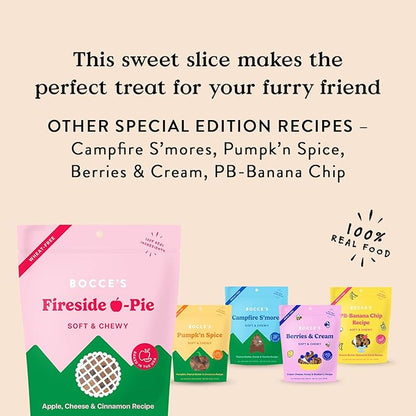 Bocce's Bakery Fireside Apple Pie Treats for Dogs, Wheat-Free Everyday Dog Treats, Made with Real Ingredients, Baked in The USA, Natural Soft & Chewy Cookies, Apples, Cheese & Cinnamon, 6 oz