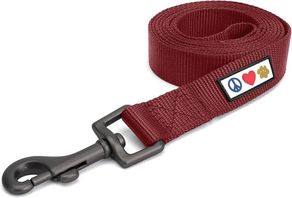 Pawtitas Solid 6 ft Marsala Dog Leash M/L Custom Name and Phone Embroidery Strong Nylon Leash for Medium and Large Breeds