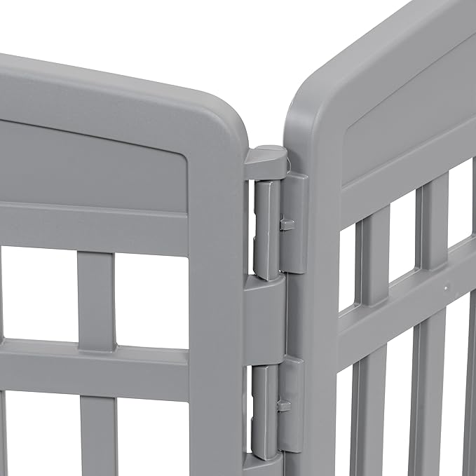 IRIS USA 34" Dog Playpen Tall Dog Playpen Indoor – 8-Panel Puppy Playpen with Door, 63 x 63 x 34, Extra Tall Dog Play Pen Indoors for Large Dogs, Plastic Pet Playpen, Indoor Dog Pen, Gray