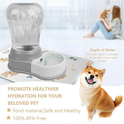 STALTWO 1.6 Gallon Automatic Dog Water Dispenser, Premium Large Capacity Gravity Pet Water Bowl with Non-Slip Mat for Multiple Pets, BPA-Free Cat Water Feeder for Large Dogs, Refill Less Often, Grey