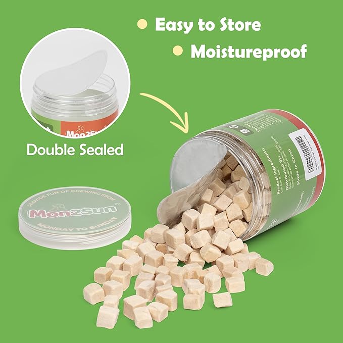 MON2SUN Freeze-Dried Chicken Dog and Cat Treats, Single Ingredient Training Treats, High Protein Grain-Free Snack & Food Topper, 3.5oz