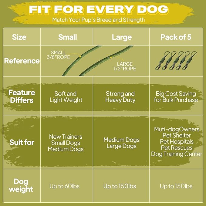 Fida Durable Slip Lead Dog Leash, 6 FT x 3/8" Heavy Duty Dog Loop Leash, Comfortable Strong Rope Slip Leash for Small Dogs and Puppies, No Pull Pet Training Leash with Highly Reflective(3/8", Green)