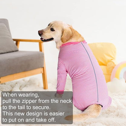 Yeapeeto Dog Onesie Surgery Recovery Suit for Large Medium Bodysuit Dogs Pajamas PJS Full Body for Shedding, Prevent Licking, Wound Protection, Cone Alternative (2XL, Pink)
