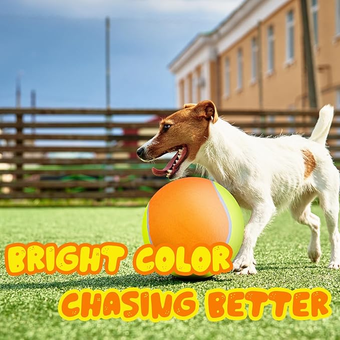 Banfeng Big Tennis Ball for Dogs, Giant Dog Tennis Ball Toy Large Outdoor Sports Gift for Small Medium Large Dog (Yellow Orange, 9.5 inch)