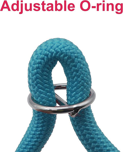 Braided Round Martingale Dog Collar, Training Collar with Slidable Stop Ring - Ideal for Large Dogs (XL(1/2") - 26" Long, Light Blue)