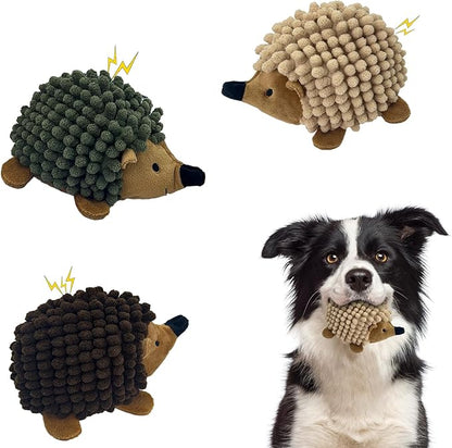Plush Hedgehog Dog Toys 3 PCS - Squeaky No-Stuffing Hedgehog for Small and Medium Dogs - Keep Your Puppy Busy with Multi-Colored, Suitable for Indoor and Outdoor Throwing Play