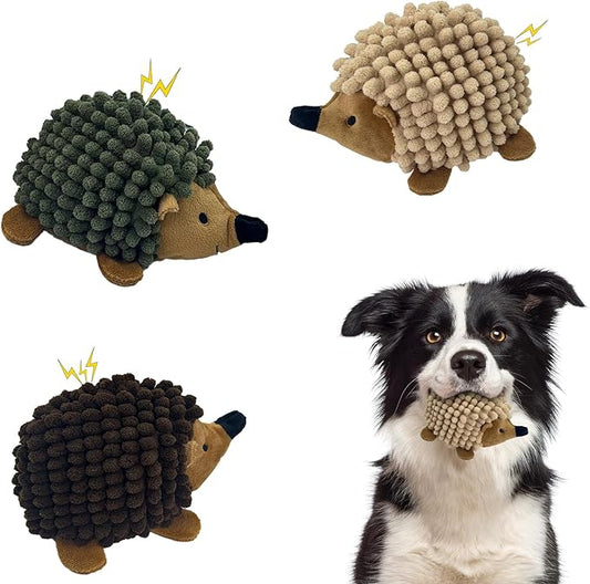 Plush Hedgehog Dog Toys 3 PCS - Squeaky No-Stuffing Hedgehog for Small and Medium Dogs - Keep Your Puppy Busy with Multi-Colored, Suitable for Indoor and Outdoor Throwing Play