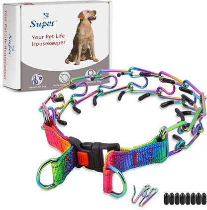 Supet Martingale Collar for Dogs, Adjustable Dog Training Collar with Quick Release Buckle for Small Medium Large Dogs Rainbow