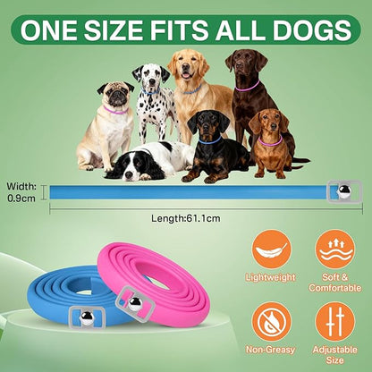 Puyrzoe Flea and Tick Prevention for Dogs Collar 4 Pack, Natural Flea Collar for Dogs 32-Month Full Protection, Adjustable Dog Tick Prevention for Puppy & Dog, Waterproof, 2 Pink & 2 Blue