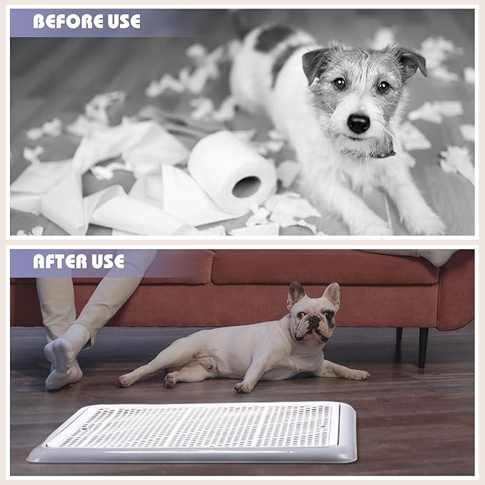 Mifoci Dog Training Pad Holder with Mesh Tray Non-Slip Leak Proof Puppy Potty Tray for Small Medium Large Dogs Pee Pad Holder Easy Clean Indoor Bathroom(19.69 x 14.17 Inch)
