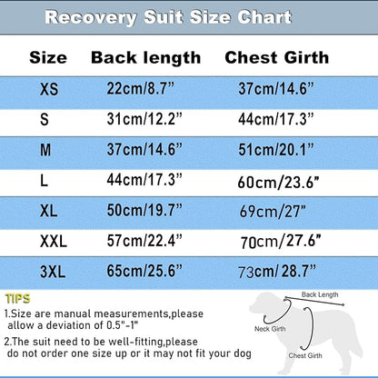 Dog Surgery Recovery Suit - After Spay, Abdominal Wounds Post Surgical Recovery, Anti Licking Breathable Dog Onesies for Small, Medium & Large Pet, Alternative Bandages Cone E-Collar