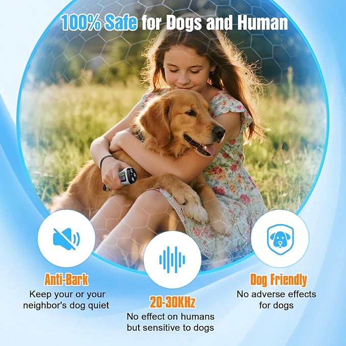 Dog Bark Deterrent Devices, 3X Anti Barking Device for Dogs Ultrasonic Dog Training, Up to 50FT Bark Control Barking Silencer, Correct Bad Behavior Indoor Outdoor Portable Dog Barking Stopper (Grey)