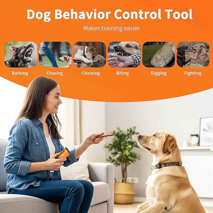 Ultrasonic Dog Bark Deterrent Device - Sonic Dogs Whistle to Stop Barking All Size, Pet Gentle Anti-Barking Control silencer, 35ft Range Barks No More, Humane Behavior Training Indoor Outdoor