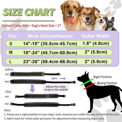 Martingale No Pull Dog Collar for Large Medium Dogs Training Walking, Heavy Duty Nylon Reflective Adjustable Anti Pull Slip Collar with Buckle L Black